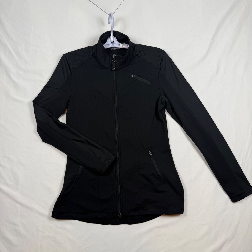 Athleta Black Quilted Shoulder Full Zip Performance Jacket 138610 Womens Small